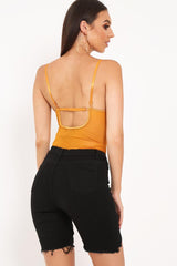 Mustard Sheer Lace Bodysuit - Katia