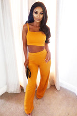 Mustard Crop Top and Trousers Co-ord Set - Kimmy