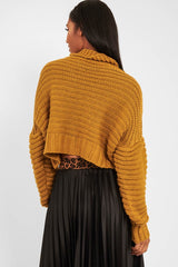 Mustard Cable Knit Sleeve Detail Jumper - Miyonna