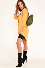 Mustard Vogue Slogan Oversized Jumper - Bray