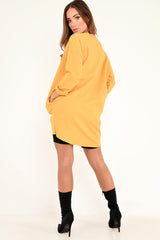 Mustard Vogue Slogan Oversized Jumper - Bray