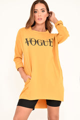 Mustard Vogue Slogan Oversized Jumper - Bray