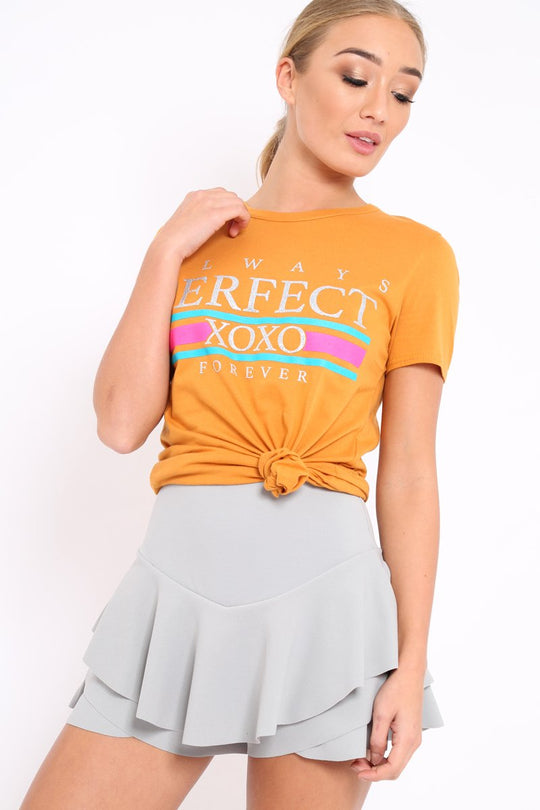 Mustard Always Perfect Slogan T-shirt - Analise