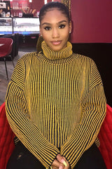 Mustard Ottoman Rib Roll Neck Jumper - Renee