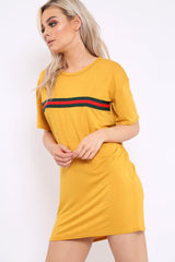 Mustard Stripe Front T Shirt Dress - Kamden