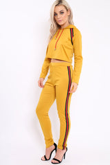Mustard Tracksuit with Khaki and Red Side Stripe - Beatrix