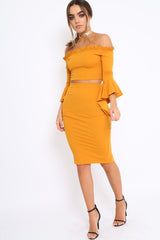 Mustard Midi Bodycon Skirt - Tiffy