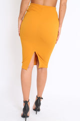 Mustard Midi Bodycon Skirt - Tiffy
