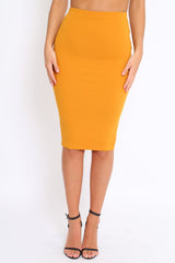 Mustard Midi Bodycon Skirt - Tiffy
