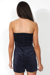 Mya Blue Bandeau Cord Playsuit