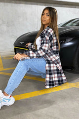Black Tartan Check Brushed Oversized Shirt - Dafne
