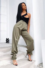 Khaki Straight Leg Ankle Tie Trouser - Darby