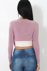 Kola Mauve Tie Front Crop Top
