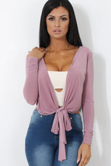 Kola Mauve Tie Front Crop Top