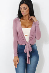 Kola Mauve Tie Front Crop Top