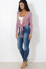 Kola Mauve Tie Front Crop Top
