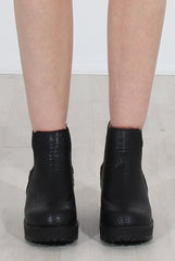 Zohey Black Croc Ankle Boots