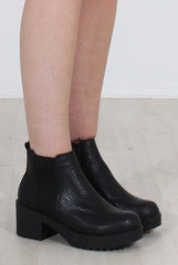 Zohey Black Croc Ankle Boots