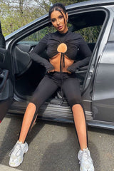 Black Jersey Stirrup Cycling Shorts - Maylee