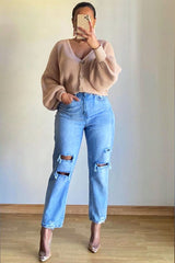 Nude Chunky Knit Button Front Cardigan - Florance