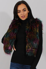 Multicolored Faux Fur Cropped Gilet - Naeva