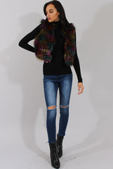 Multicolored Faux Fur Cropped Gilet - Naeva