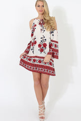 Red Cold Shoulder Dress - Nancy