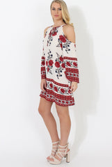 Red Cold Shoulder Dress - Nancy