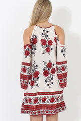 Red Cold Shoulder Dress - Nancy