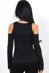 Nancy Black Cold Shoulder Top