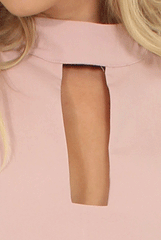 Nude High Neck Cut Out Dress - Nancy