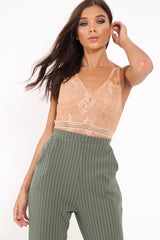 Tan Lace Open Back Bodysuit - Naomie