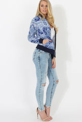 Blue Print Bomber Jacket - Naomie