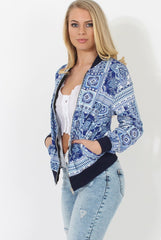Blue Print Bomber Jacket - Naomie