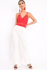 Red Lace Open Back Bodysuit - Naomie