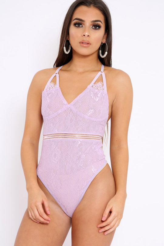 Lilac Lace Open Back Bodysuit - Naomie