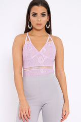 Lilac Lace Open Back Bodysuit - Naomie