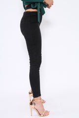 Black Cut Out Pockets Skinny Jeans - Nasya