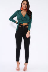Black Cut Out Pockets Skinny Jeans - Nasya