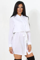 Natalia White Layered Shirt Dress