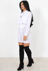Natalia White Layered Shirt Dress