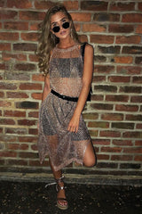 Rose Gold Distressed Knitted Midi Dress - Natalia