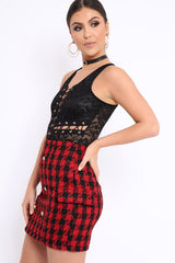 Black Lace Eyelet Cross Bodysuit - Natallia