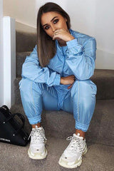 Light Blue Zip Front Hoodie Cuff Jogger Co-Ord - Kason