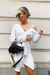 White Off The Shoulder Blazer Dress - Halia