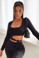 Black Slinky Ballerina Crop Top - Madie