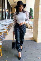 White Polka Dot Puff Sleeve Ribbed Top - Irisa