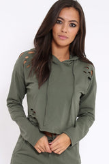 Khaki Ripped Loungewear Set - Natalia