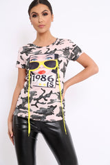 Pink Camo Hanging Glasses 1986's T-shirt - Natally