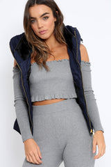 Navy Padded Gilet - Ariella